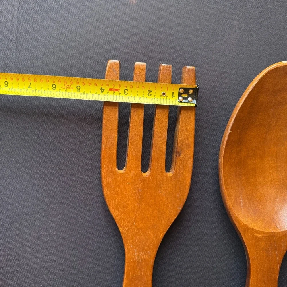 VTG Extra Large Wood Fork Spoon Carved Tiki Totem Mid Century Decor Kitchen 22